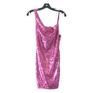 Hello Molly Pink Sequin Mini Dress "Citadel Skies" Small Lined Party Clubbing